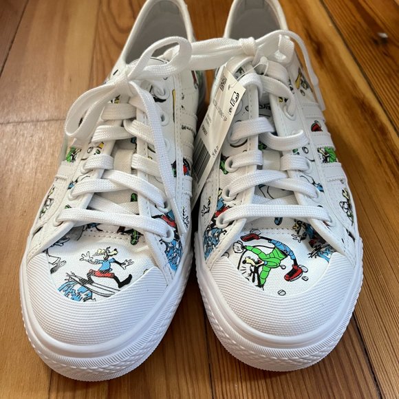ADIDAS ORIGINALS NIZZA J X DISNEY SPORT GOOFY WHITE [FW0651] KID'S SIZE 5 - Picture 4 of 9